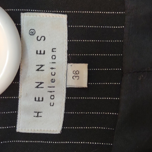 Hennes Collection long black blazer/jacket with white stripes size EU 36/ US 6! - Picture 2 of 6